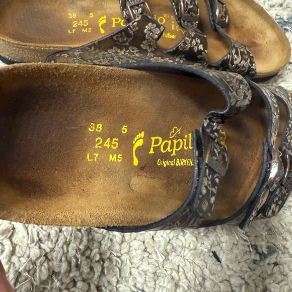 Papillio by Birkenstock Floral Brown Triple Strap Sandals Women’s Size 7 - Picture 4 of 8